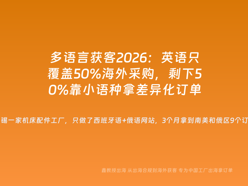 多语言获客2026：英语只覆盖50%海外采购，剩下50%靠小语种拿差异化订单