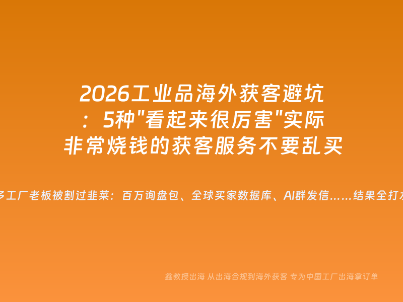 2026工业品海外获客避坑：5种